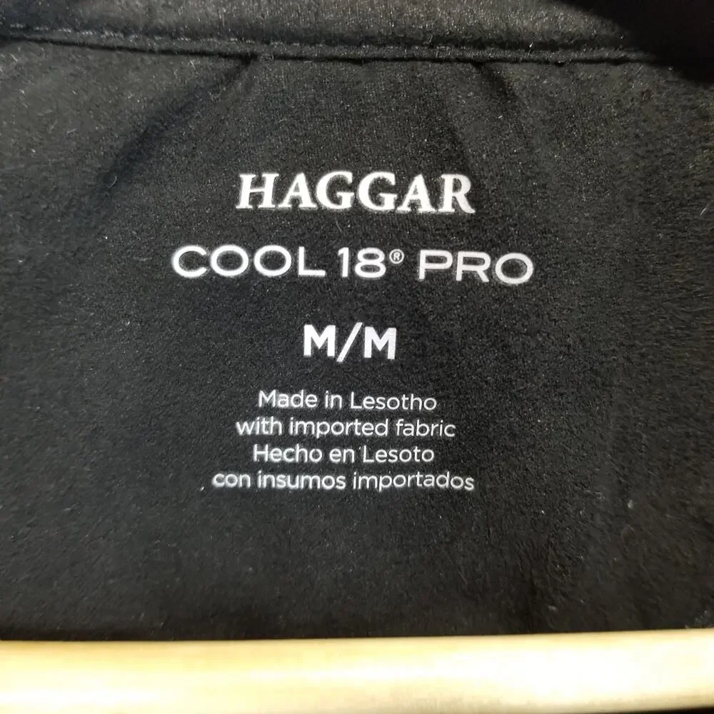 Haggar Sweater Mens Medium Cool 18 Pro 1/4 Zip Pullover Fleece Long Sleeve